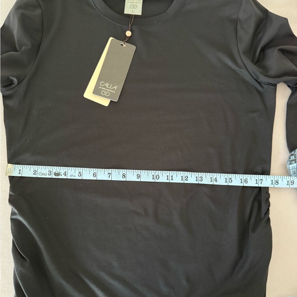 Calia LARGE Activewear Shirt Ruched Long Sleeve Black-NWT - Picture 5 of 9